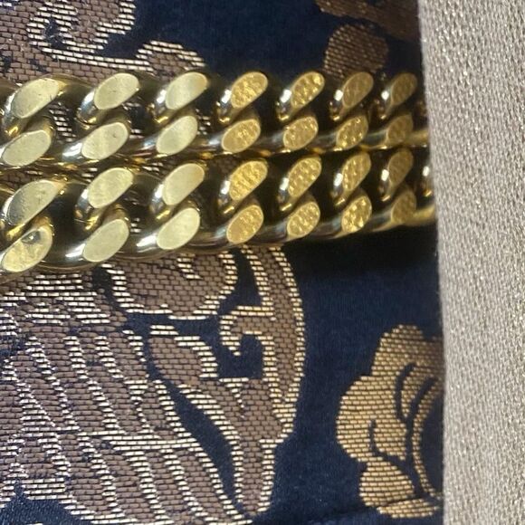 Ralph Lauren Collection * Y2K Brass Cuban Chain Link Double Wrap ID Plaque Belt main image 9
